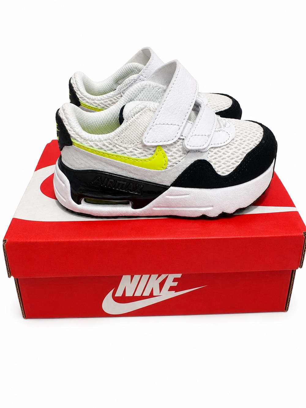 Nike Kids White & Black Sneakers with Volt Swoosh